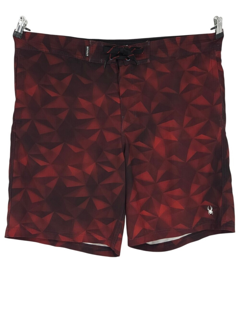 Spyder Swim Trunks Red Geo Print Drawstring Lined Beach Board Shorts Mens 2XL